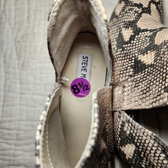 Steve Madden Womens Sz 8.5 Snakeskin Print Ankle Booties Block Heel Side Slits - Picture 5 of 8